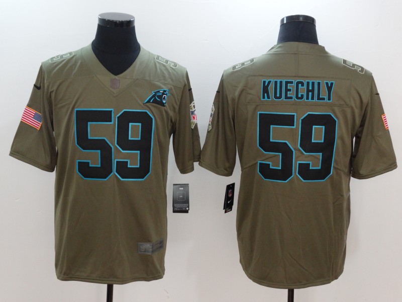 Men Carolina Panthers #59 Kuechly Nike Olive Salute To Service Limited NFL Jerseys